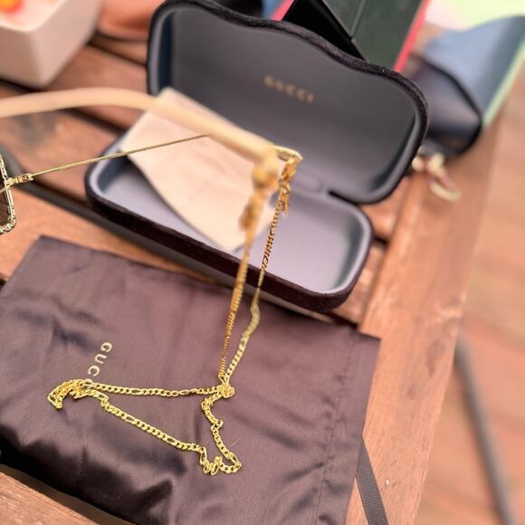 Gucci Gold Sunglasses with Chain